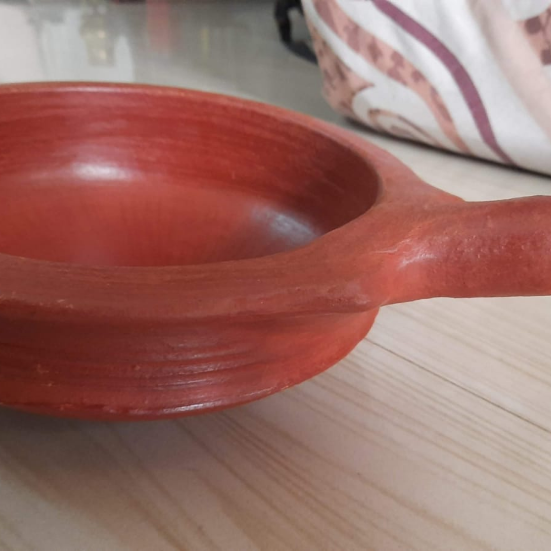 6 Inch Deep Frying Pan all Natural Hand Made Clay Pottery FREE SHIPPING