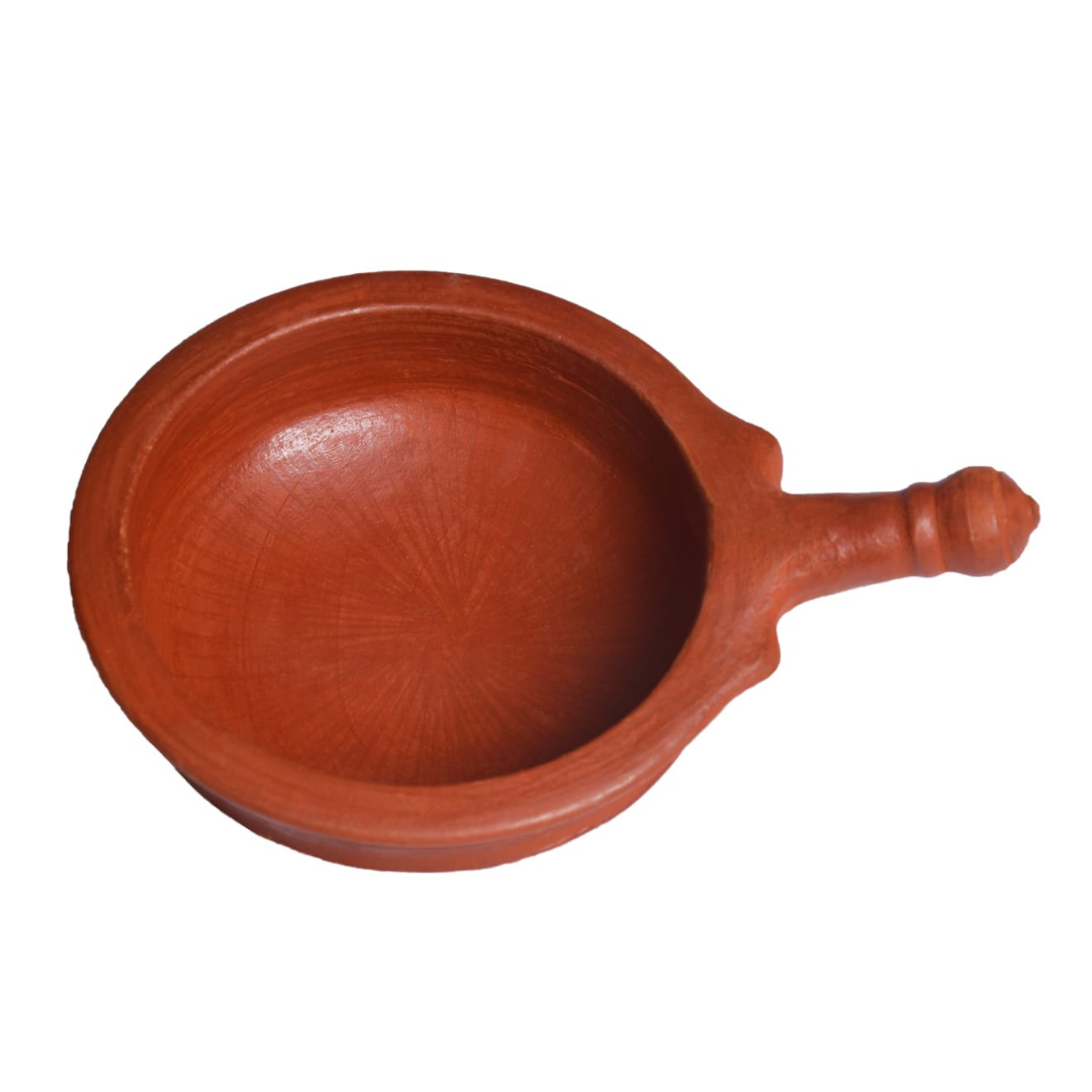 6 Inch Deep Frying Pan all Natural Hand Made Clay Pottery FREE