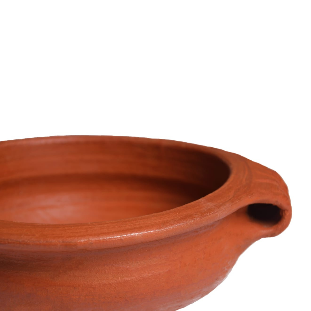 10" Cooking/Serving Clay Bowl with Piped Handle & Lid FREE SHIPPING