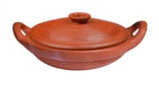 8 Inch Kadai Clay Sauce pan with Lid FREE SHIPPING