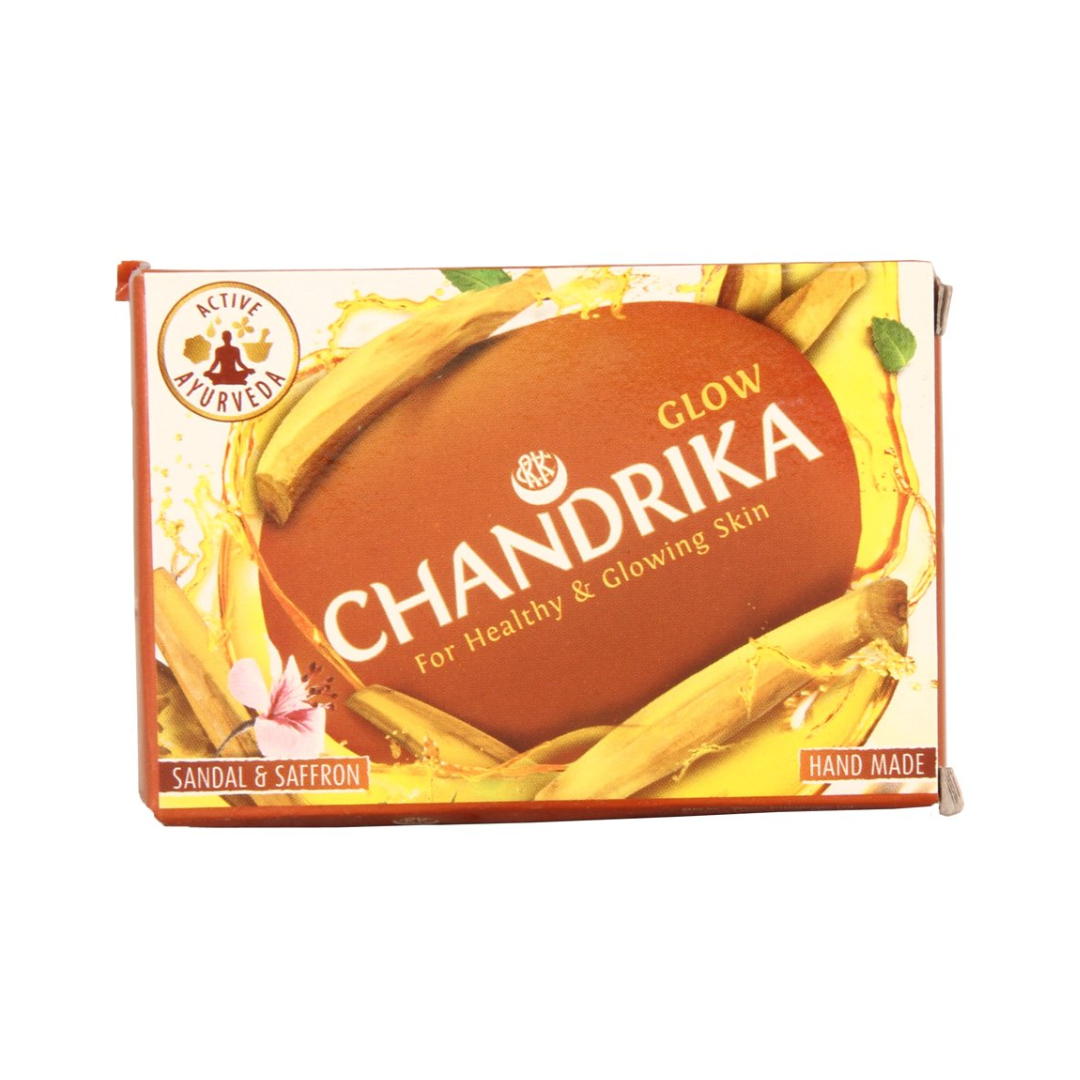 Chandrika Glow Soap with Sandalwood and Saffron 75 Gram 4 Pack