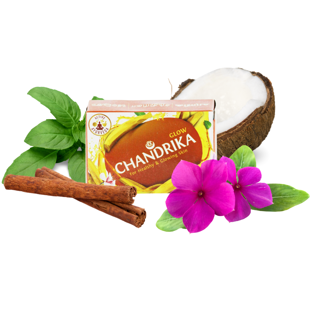 Chandrika Glow Soap with Sandalwood and Saffron 75 Gram 4 Pack